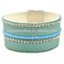 Bijoux en porcelaine en gros bracelet en cuir de style france en cuir bracelet magnétique